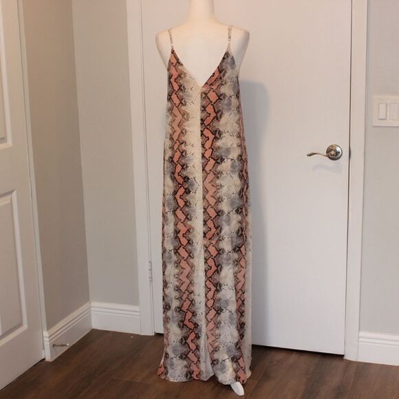 NWT west Kei Color Peach Snake Maxi dress Women size S small - Picture 8 of 14